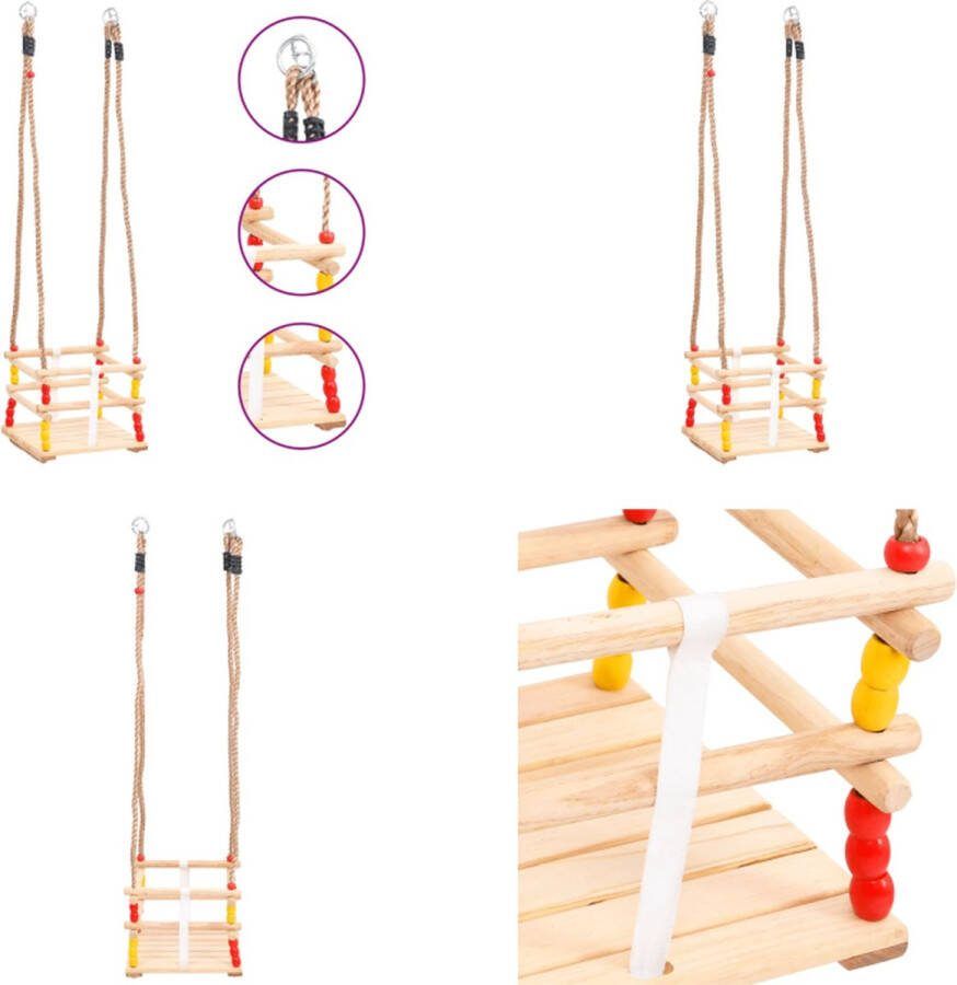 VidaXL Babyschommel met veiligheidsgordel massief grenenhout Schommel Schommels Baby Schommel Baby Schommels
