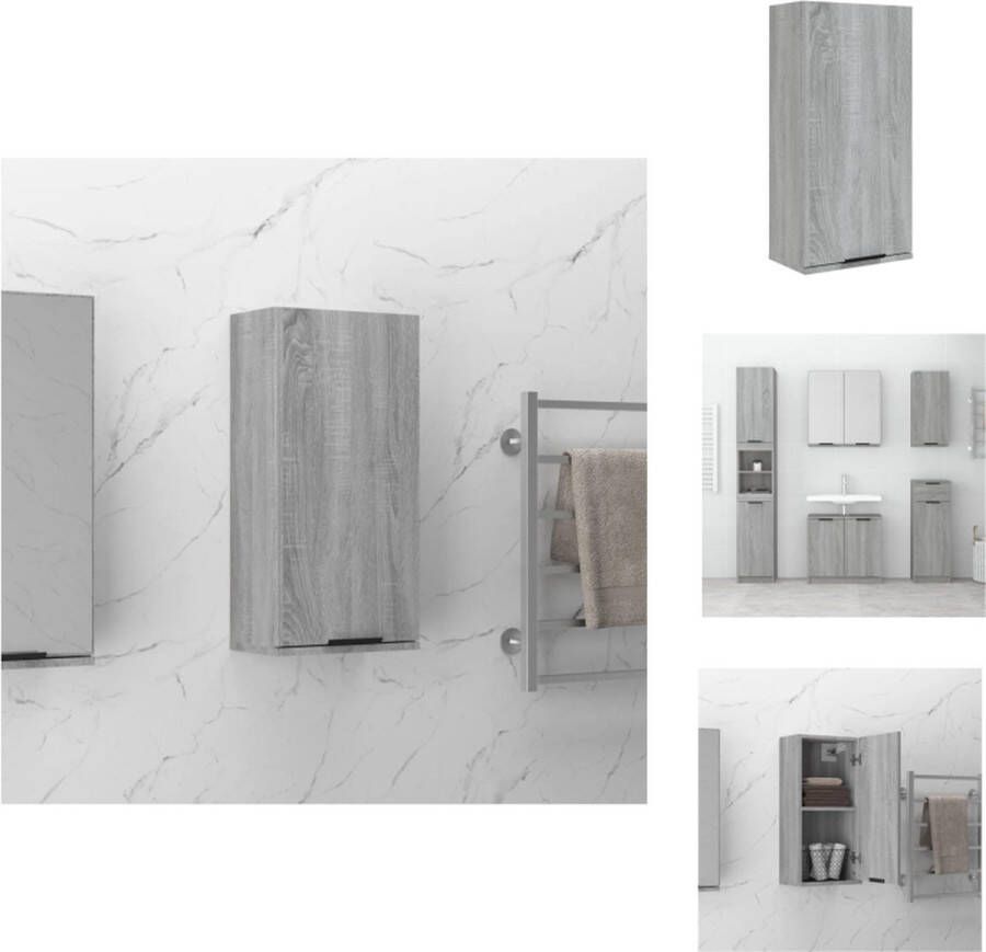 VidaXL Badkaast Wandgemonteerd Grijs Sonoma Eiken 32x20x67 cm Hoge Kwaliteit Badkamerkast
