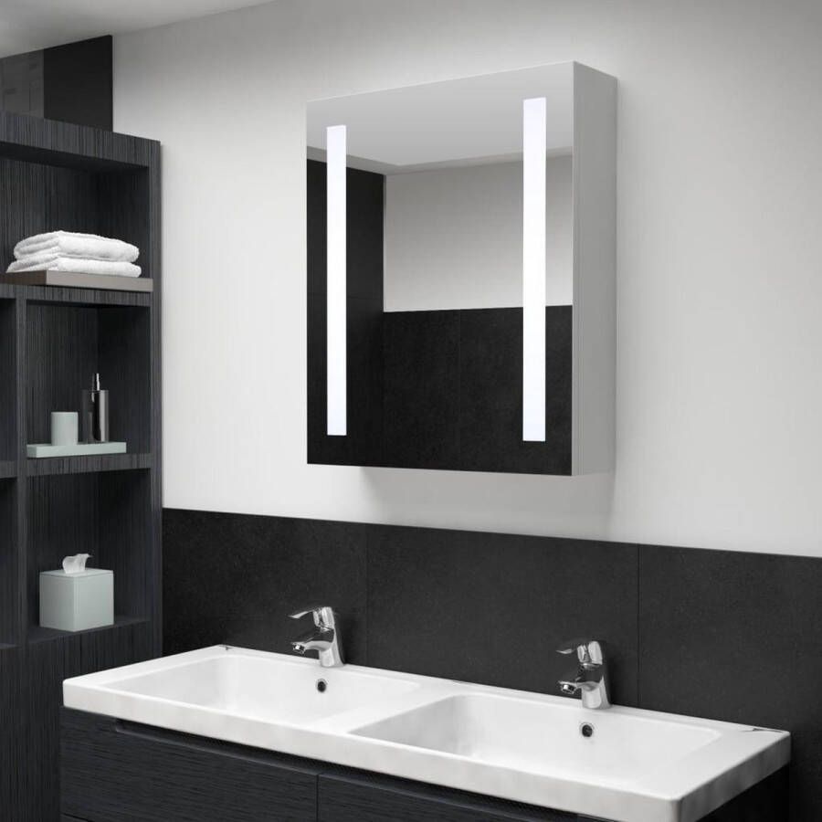 VidaXL Prolenta Premium Badkamerkast met spiegel en LED 50x13x70 cm