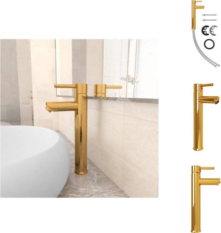 VidaXL Badkamermengkraan Moderne stijl Wastafel 12 x 30 cm Goud Keukenkraan