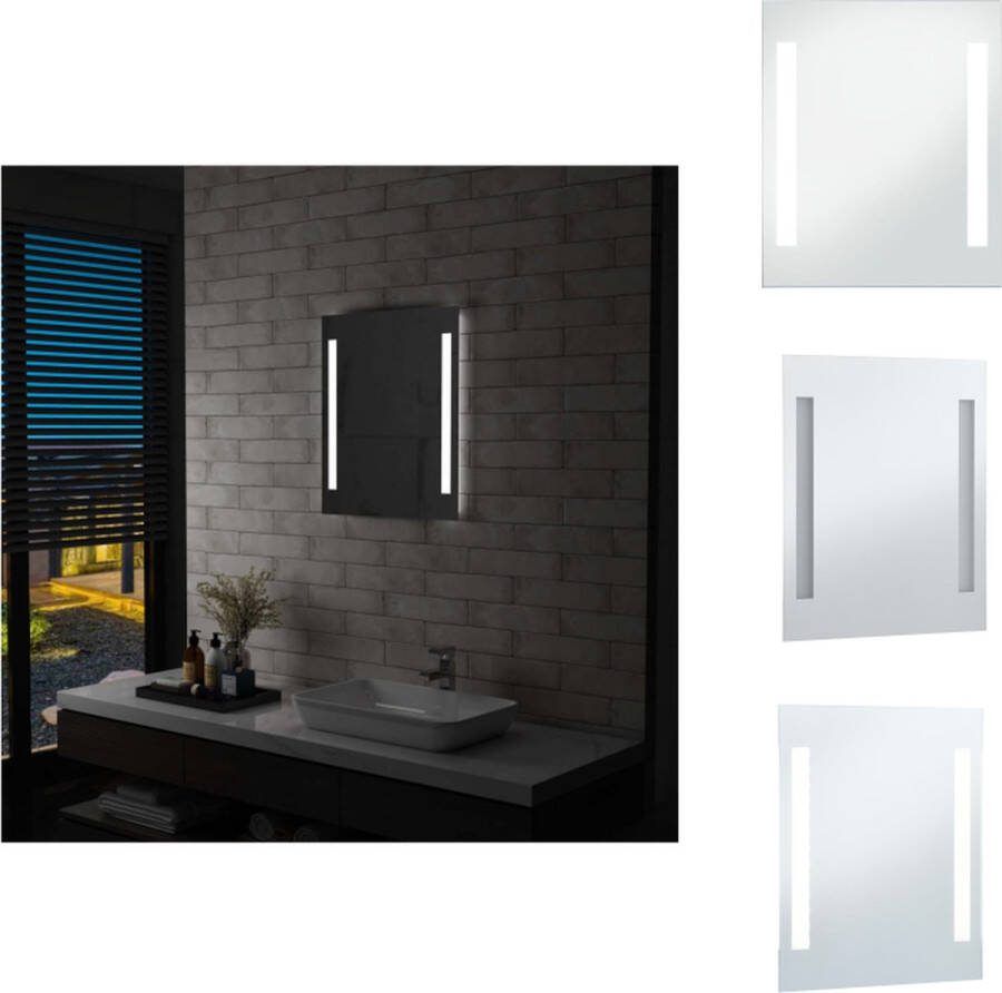 VidaXL Badkamerspiegel LED 50x60 cm Mat witte LED-strips IP44 Zilver Spiegel
