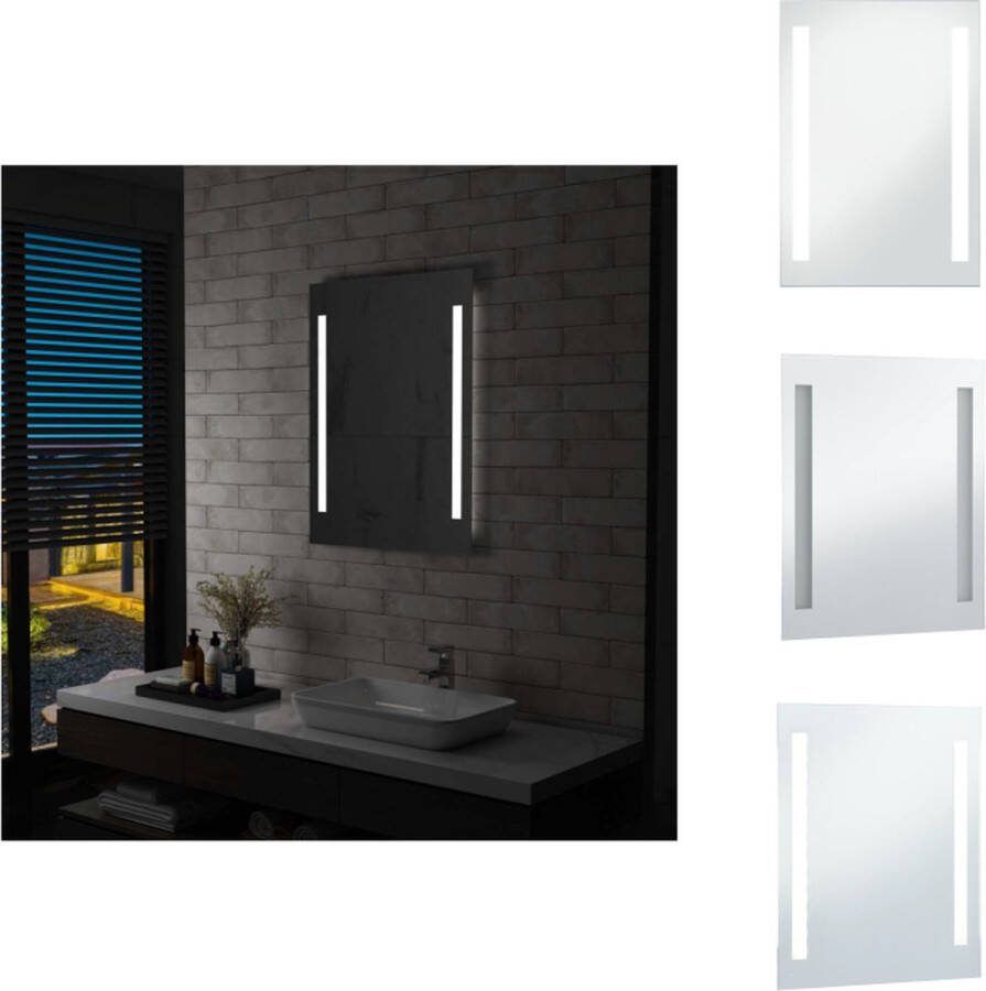 VidaXL Badkamerspiegel LED 60 x 80 cm Mat witte lichtstroken Spiegel