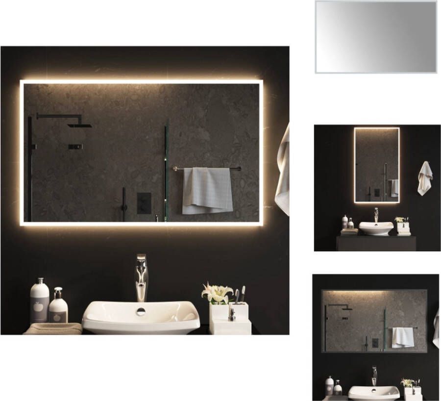 VidaXL badkamerspiegel LED IP65 waterdicht USB-interface eenvoudige installatie 60x100cm glas 4mm 5V IP65 incl 3 haken en 2 bevestigingsclips Spiegel