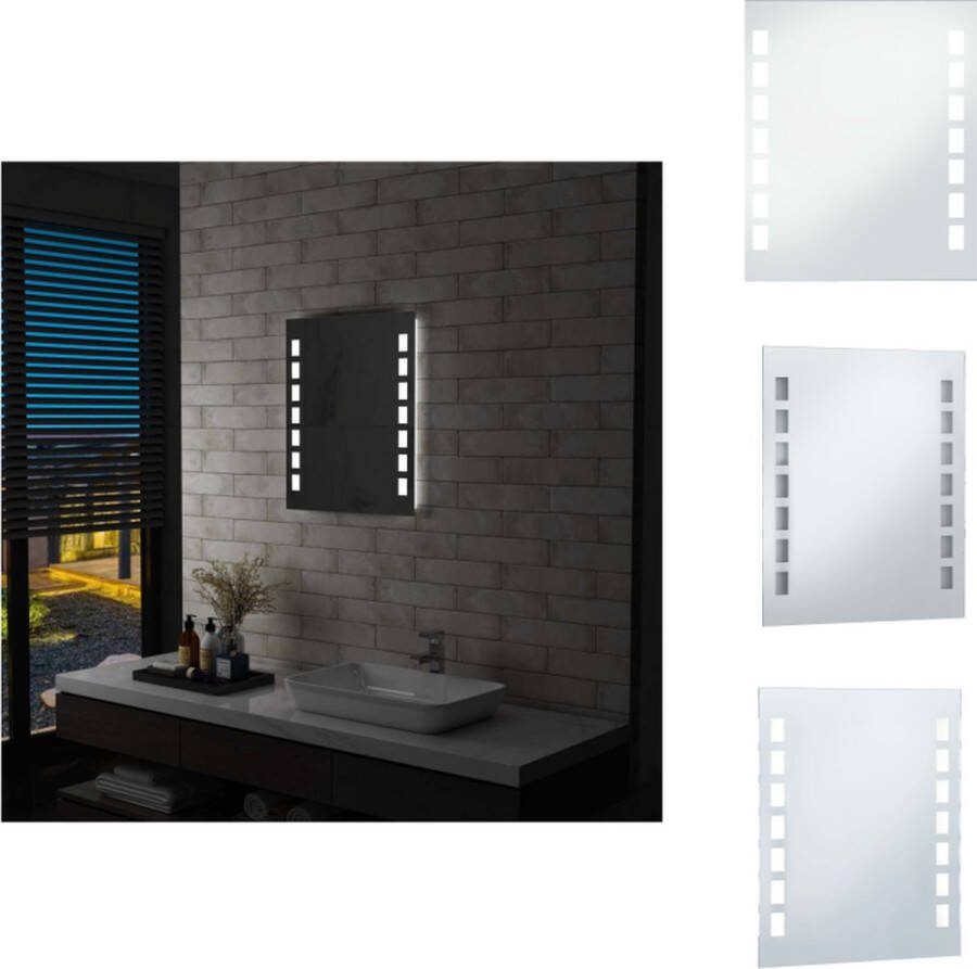 VidaXL Badkamerspiegel LED-verlichting 50 x 60 cm IP44 Spiegel