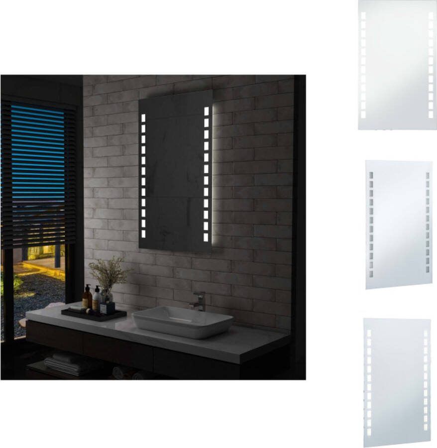 VidaXL Badkamerspiegel LED-verlichting 60 x 100 cm IP44 Zilver Spiegel