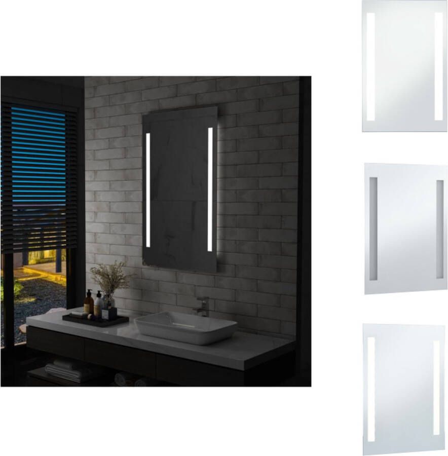 VidaXL Badkamerspiegel LED-verlichting 60 x 100 cm Zilver IP44 Spiegel