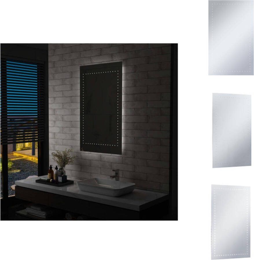 VidaXL badkamerspiegel LED-verlichting 60 x 100 cm zilver Spiegel