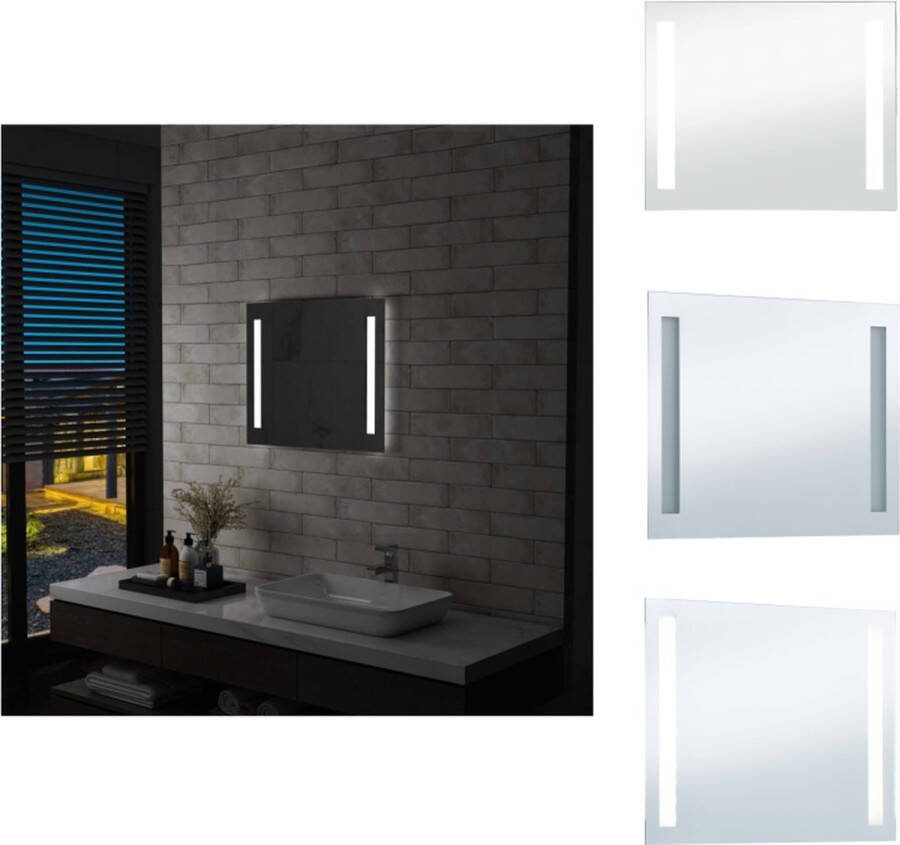 VidaXL Badkamerspiegel LED-verlichting 60 x 50 cm Zilver Spiegel