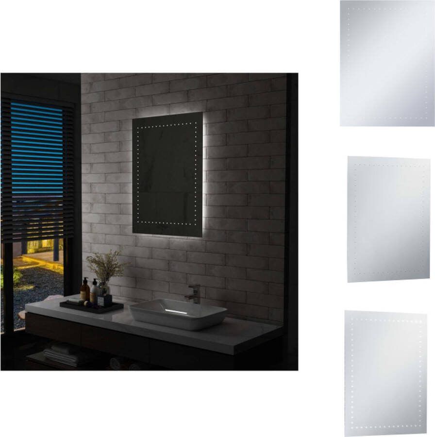 VidaXL Badkamerspiegel LED-verlichting 60 x 80 cm Zilver Spiegel