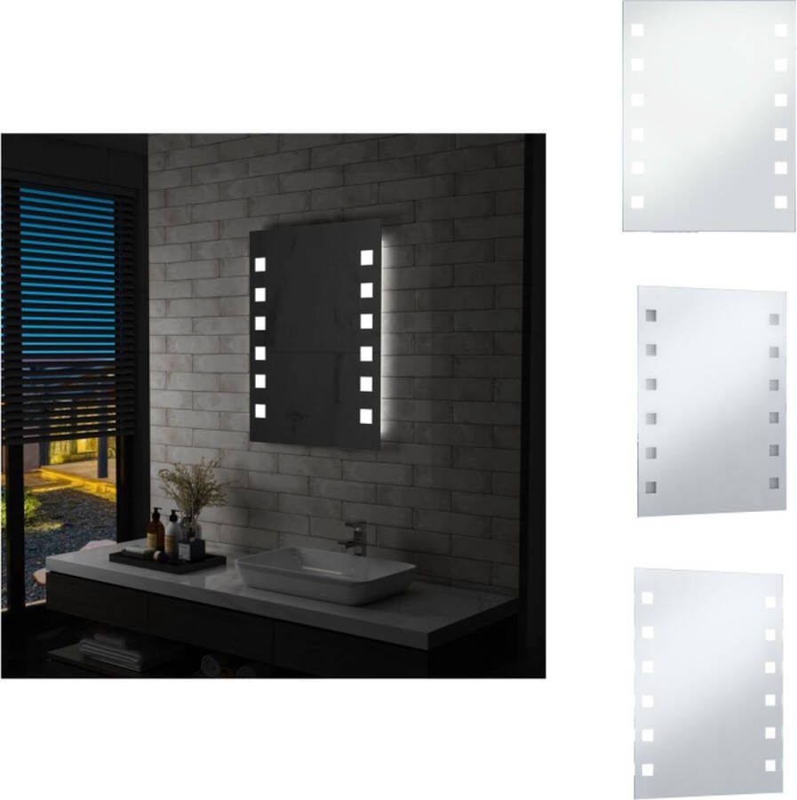 VidaXL Badkamerspiegel LED-verlichting 60 x 80 cm Zilver Spiegel