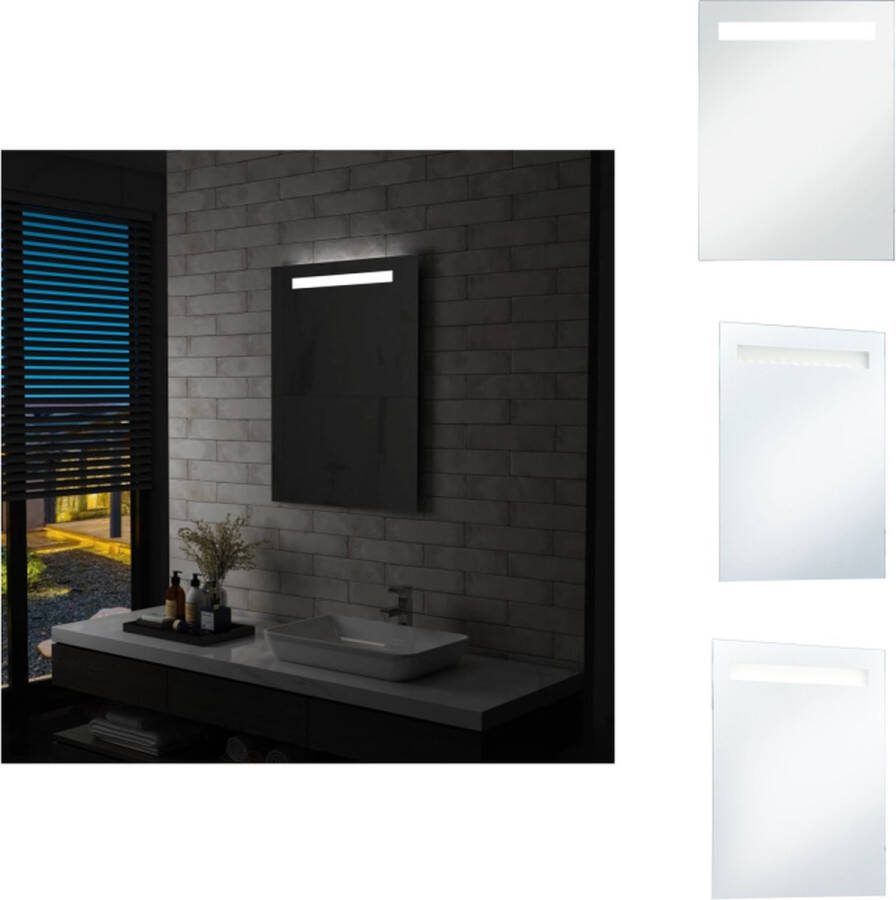 VidaXL Badkamerspiegel LED Zilver 60x80 cm Mat Witte LED-strip Spiegel