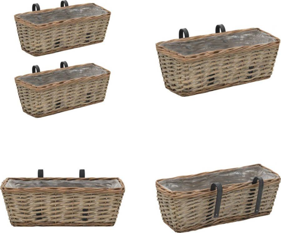 VidaXL Balkonbakken 2 st 40 cm wicker met PE-voering Balkonbak Balkonbakken Balkonplantenbak Balkonplantenbakken