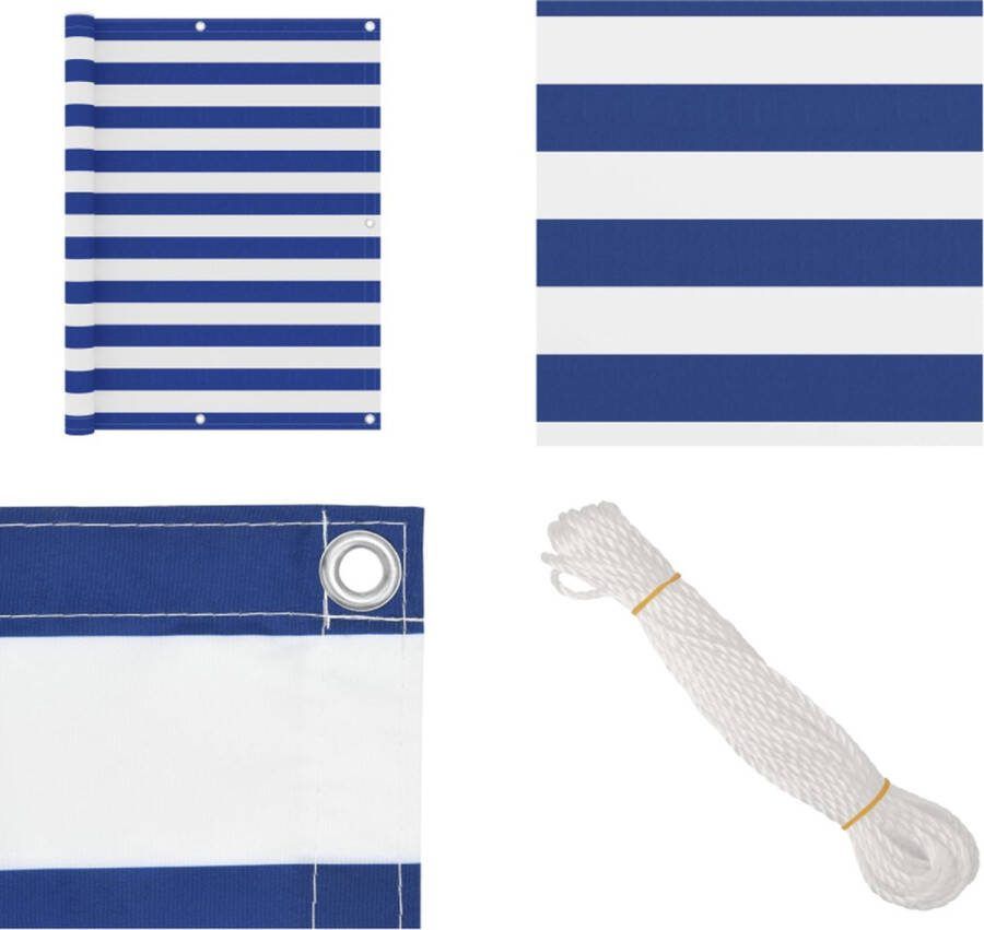 VidaXL Balkonscherm 120x300 cm oxford stof wit en blauw Balkonscherm Balkonschermen Scherm Schermen