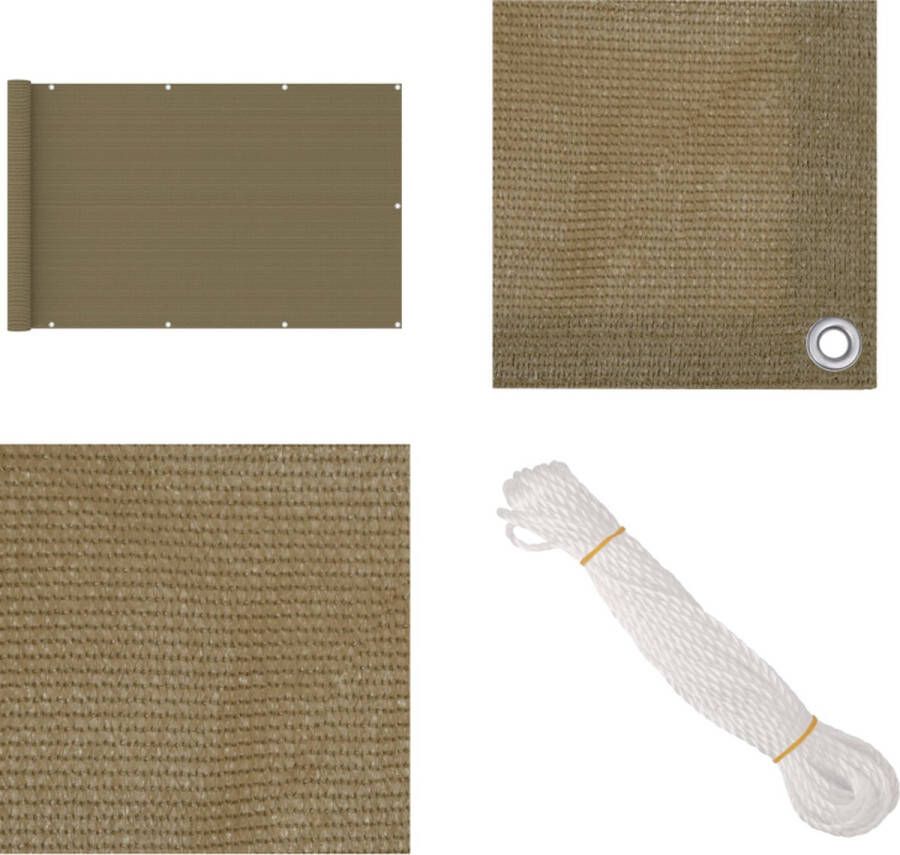 VidaXL Balkonscherm 120x400 cm HDPE taupe Balkonscherm Balkonschermen Scherm Schermen