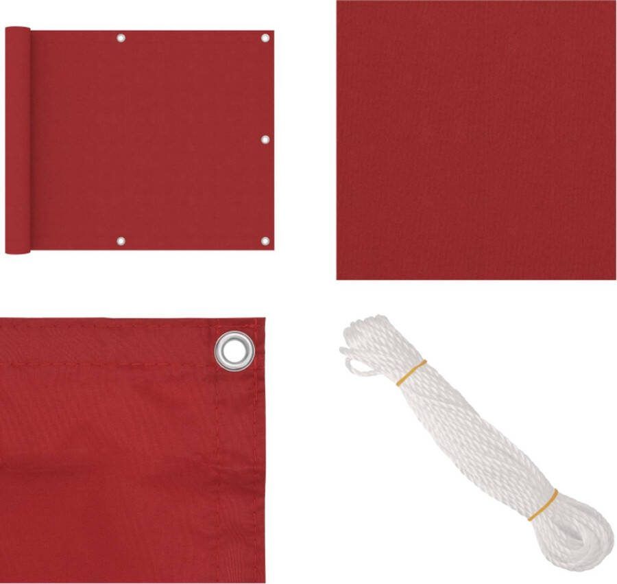 VidaXL Balkonscherm 75x300 cm oxford stof rood Balkonscherm Balkonschermen Scherm Schermen