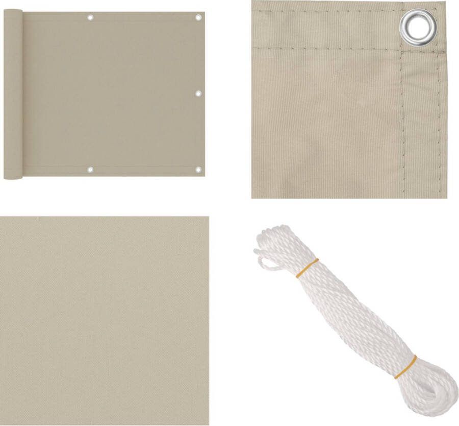 VidaXL Balkonscherm 75x500 cm oxford stof beige Balkonscherm Balkonschermen Scherm Schermen