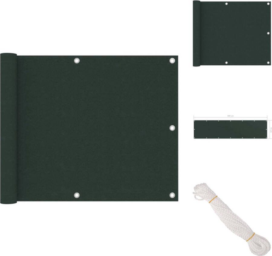 VidaXL Balkonscherm Donkergroen 75x300 cm Waterbestendig UV-bestendig Parasol