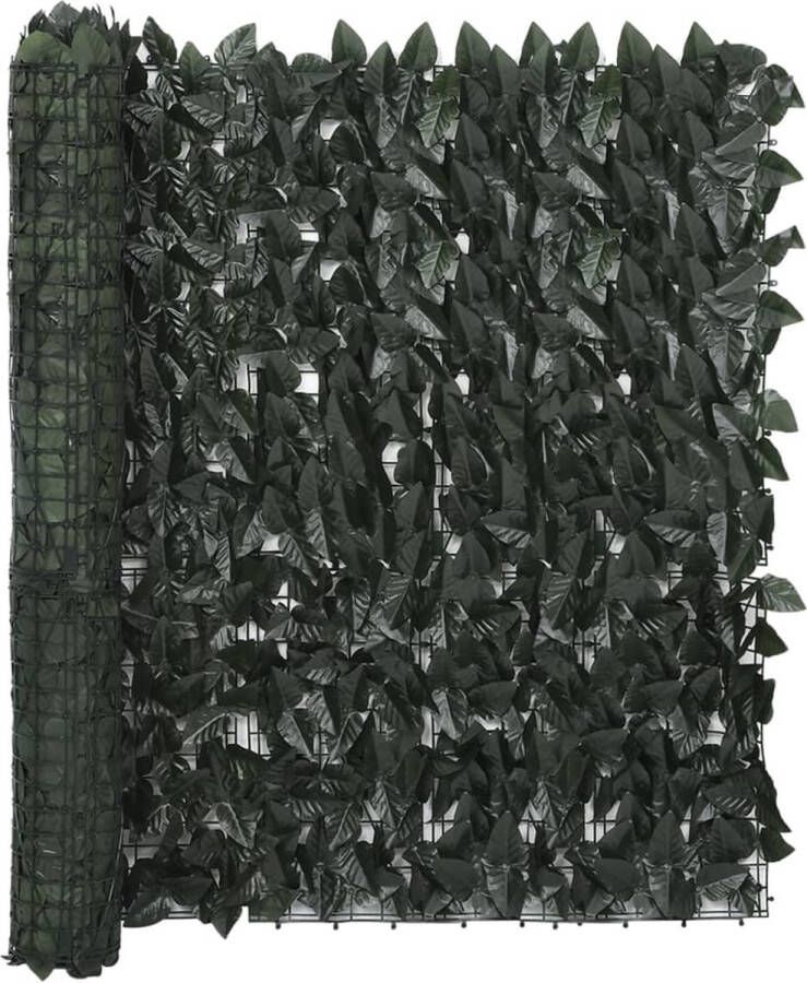 vidaXL Balkonscherm met donkergroene bladeren 600x100 cm