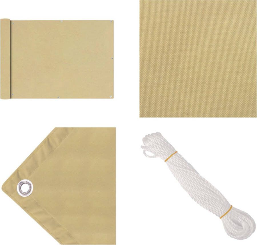 VidaXL Balkonscherm Oxford textiel 75x400 cm beige Balkonscherm Balkonschermen Privacyscherm Privacyschermen