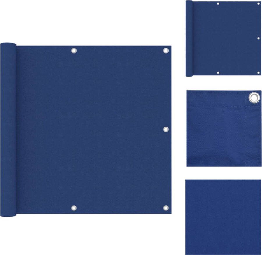 VidaXL Balkonscherm PU-coated oxford stof 90 x 500 cm Blauw Water- en UV-bestendig Aluminium oogjes Inclusief PE touw Parasol