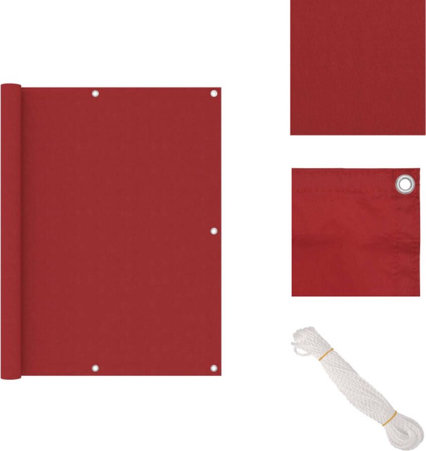 VidaXL Balkonscherm Waterbestendig rood 120x500cm Oxford stof met PU-coating Parasol