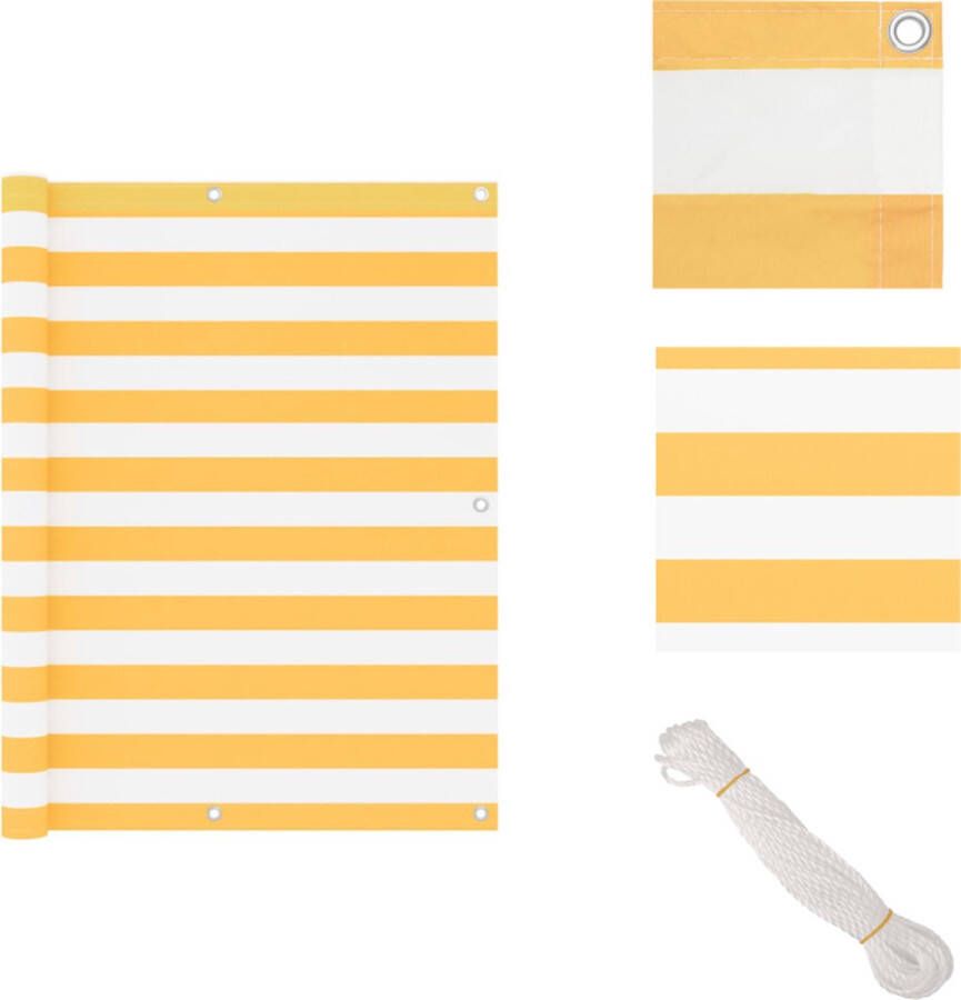 VidaXL Balkonscherm Waterbestendig Wit en geel PU-gecoat oxford stof 120 x 400 cm Parasol