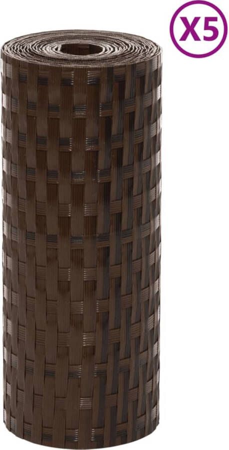 VidaXL Balkonschermen 5 st 255x19 cm poly rattan bruin en zwart