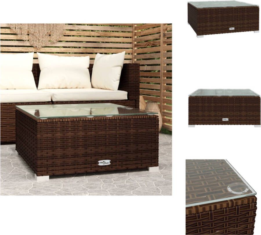 VidaXL Balkontafel Bruin 60 x 60 x 30 cm PE-rattan Gepoedercoat staal Tuinbank