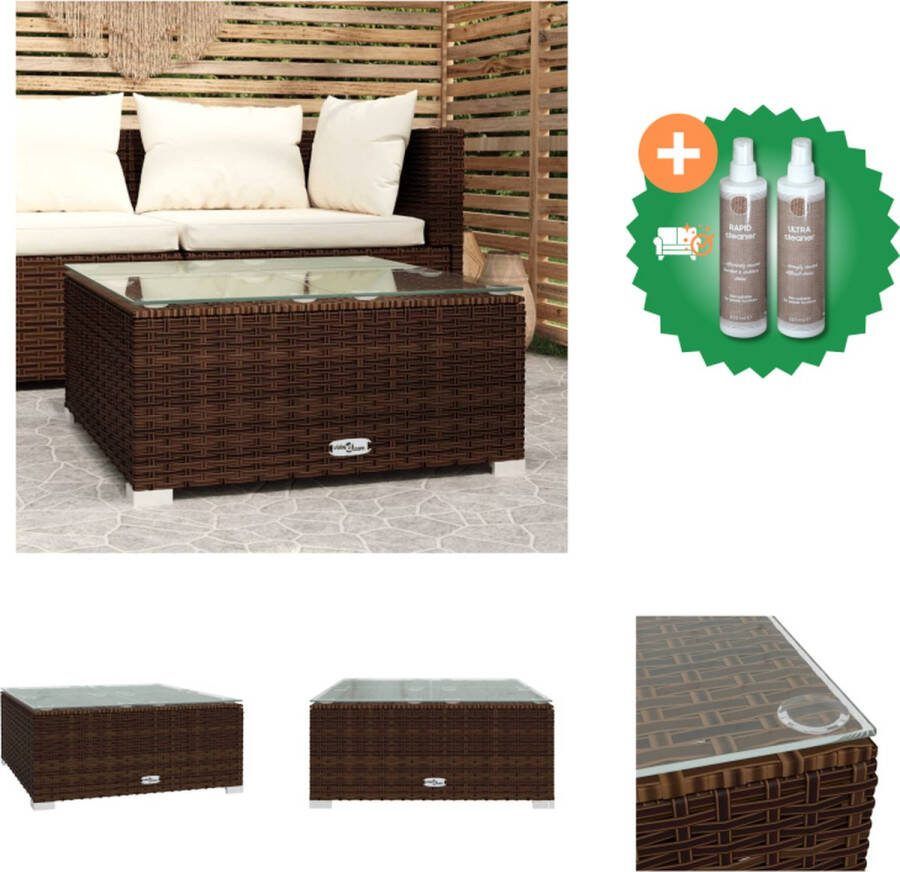 VidaXL Balkontafel Bruin 60 x 60 x 30 cm PE-rattan Gepoedercoat staal Tuinbank Inclusief Onderhoudsset