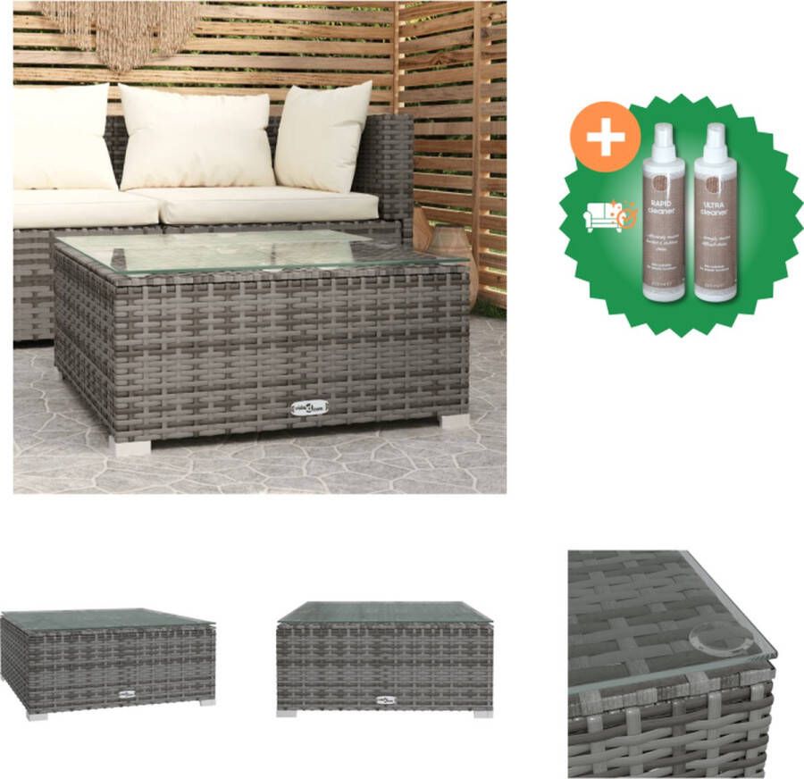 VidaXL Balkontafel Grijs 60 x 60 x 30 cm Waterdicht PE-rattan Tuinbank Inclusief Onderhoudsset