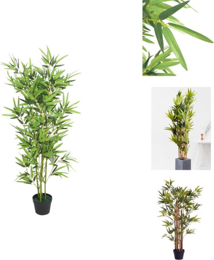 VidaXL Bamboe Kunstplant 120 cm Realistisch en Duurzaam Inclusief Pot 552 Bladeren Kunstplant