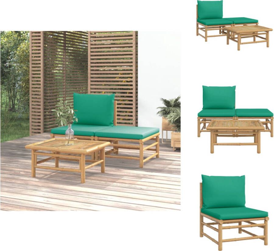 VidaXL Bamboe Loungeset Flexibel en comfortabel Inclusief kussens Duurzaam materiaal Praktisch tafelblad Modulair ontwerp Tuinbank