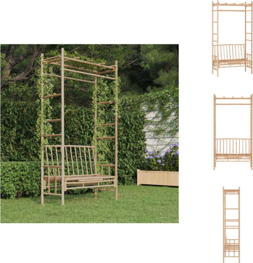 VidaXL Bamboe Pergola Tuinbank 116 x 52 x 220 cm Duurzaam Stevig Voor Klimplanten Inclusief Montagehandleiding Tuinbank