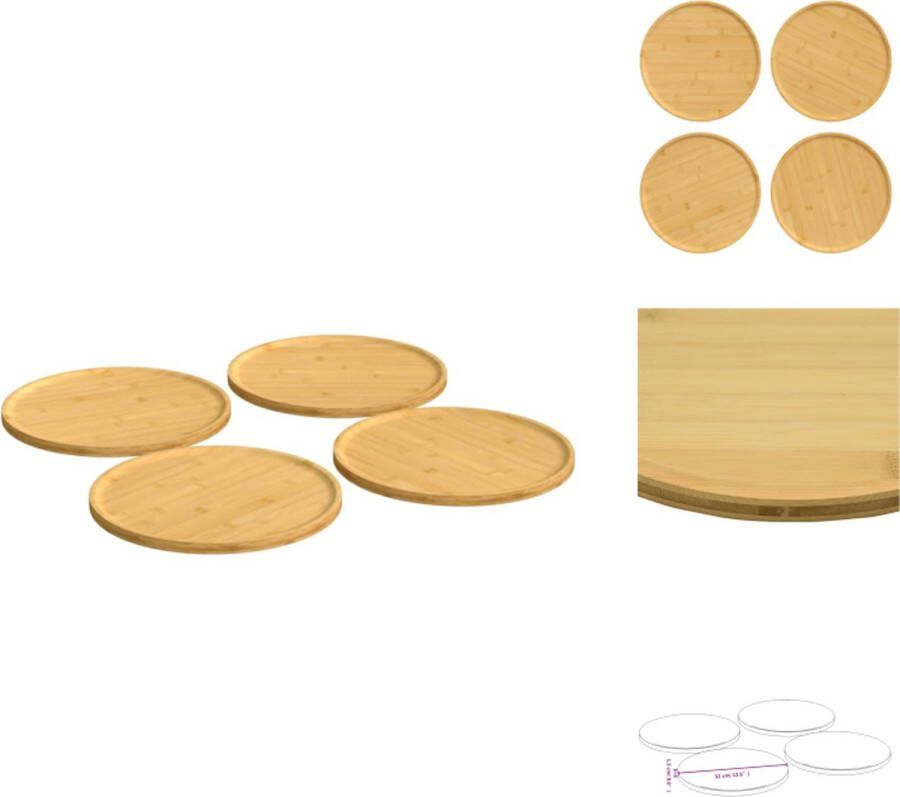 VidaXL Bamboe Pizzaborden 32 x 1.5 cm Duurzaam materiaal Pizza gourmetset