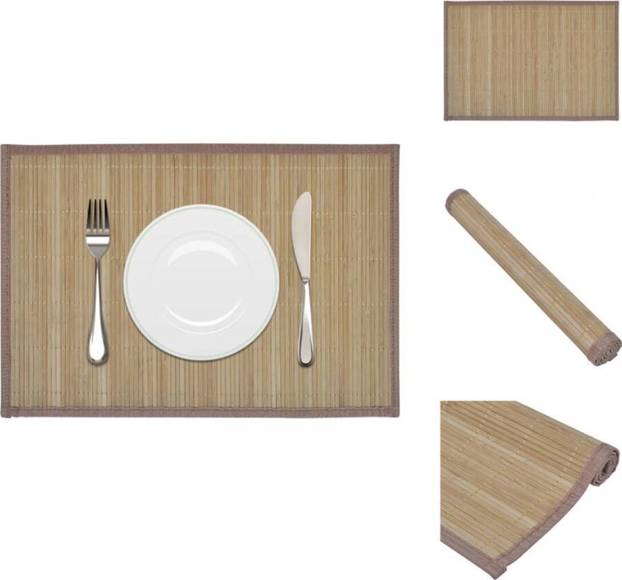 VidaXL Bamboe Placemats Set van 6 30 x 45 cm Bruin Placemats