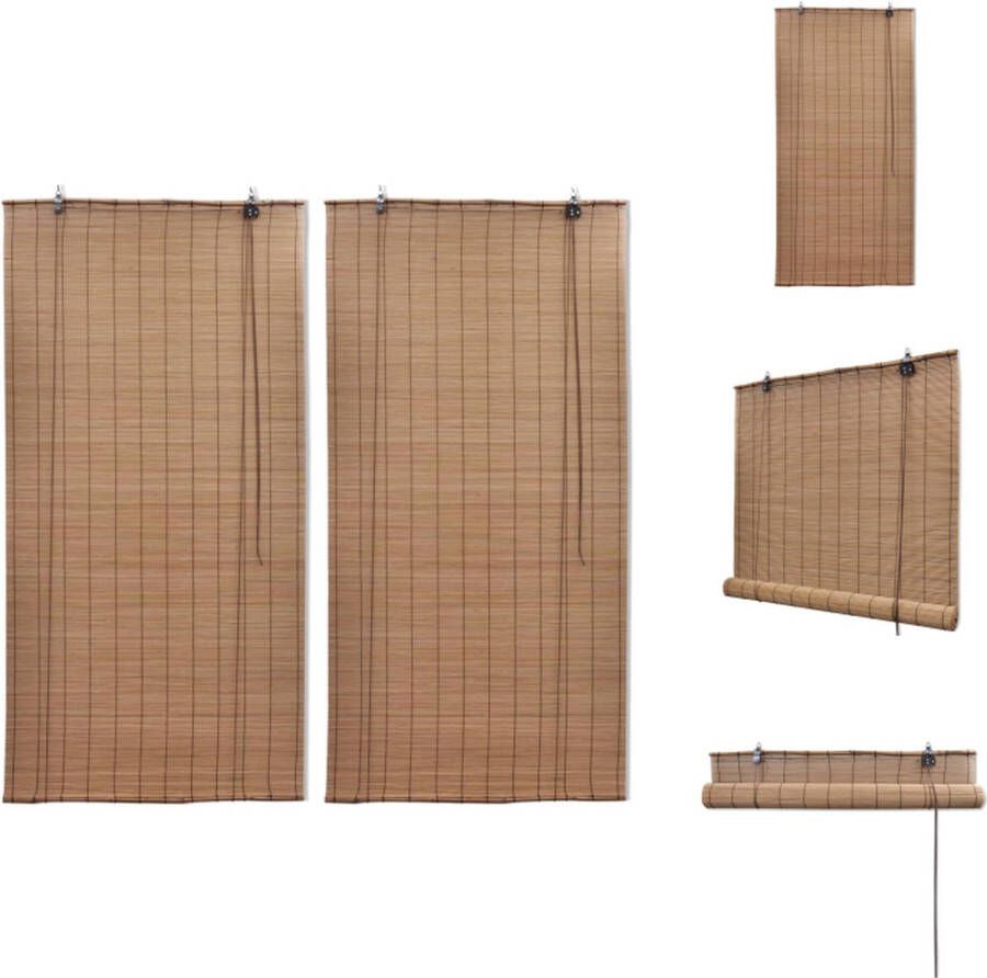 VidaXL Bamboe Rolgordijn Bruin 80 x 160 cm Privacy en Lichtfilter Eenvoudig te Reinigen en Bevestigen Set van 2 Jaloezie
