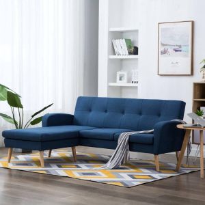 VidaXL Bank L vormig 186x136x79 cm stof blauw
