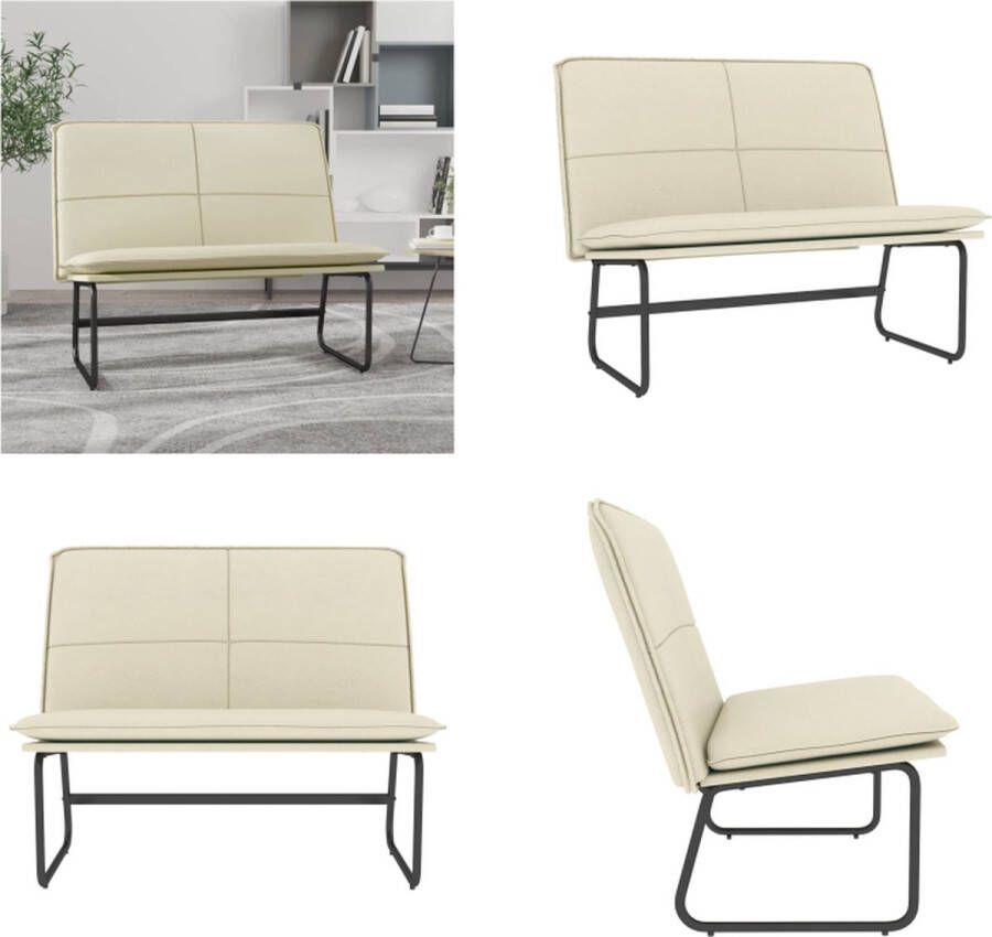 VidaXL Bankje 100x75x76 cm kunstleer crèmekleurig Bankje Bankjes Bank Zitbankje