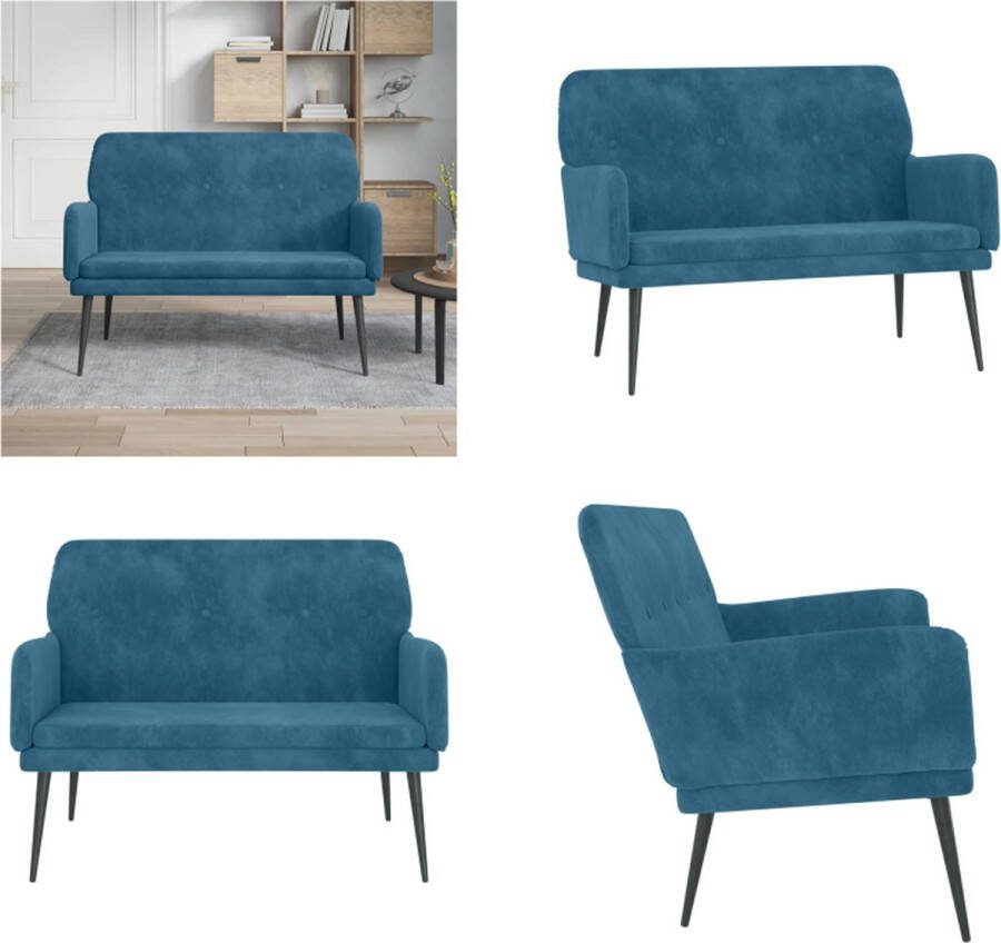 VidaXL Bankje 108x79x79 cm fluweel blauw Bank Banken Zitbank Halbank