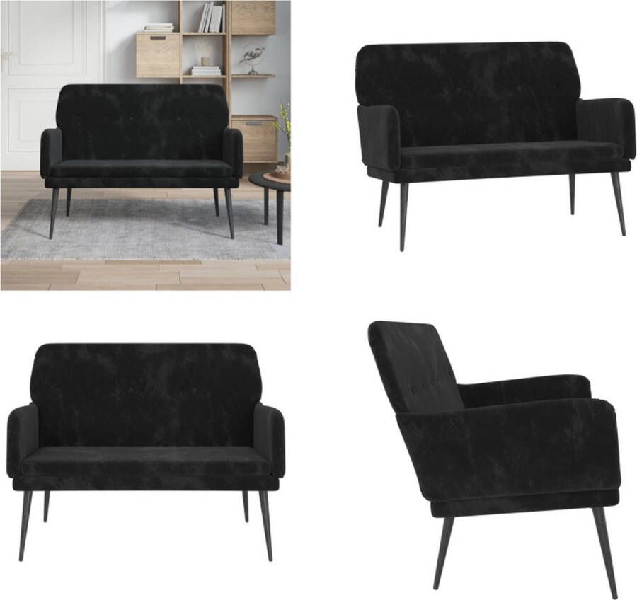VidaXL Bankje 108x79x79 cm fluweel zwart Bank Banken Zitbank Halbank