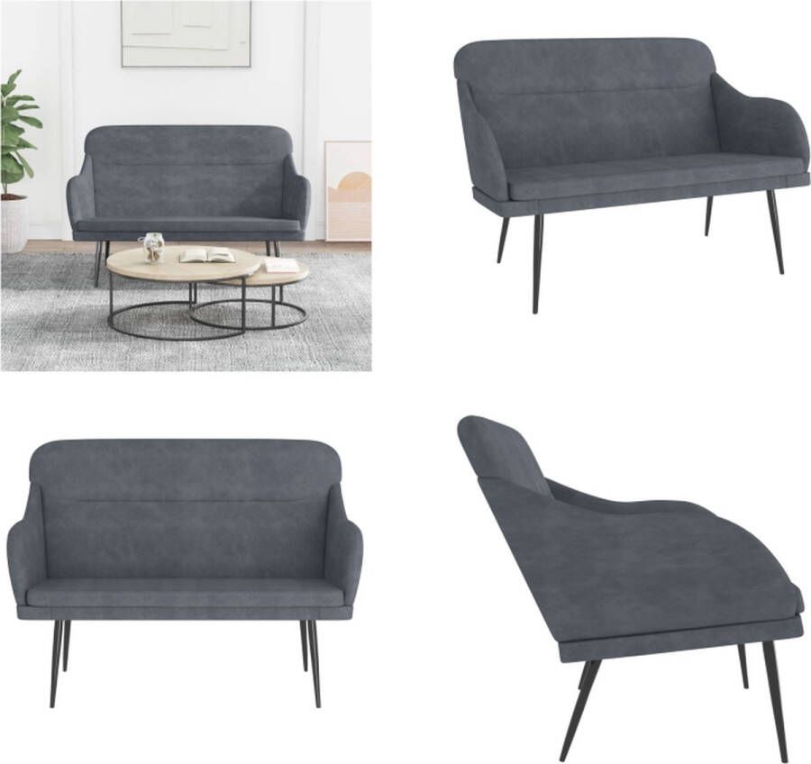 VidaXL Bankje 110x76x80 cm fluweel donkergrijs Bank Banken Zitbank Halbank