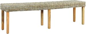 VidaXL Bankje 160 cm natuurlijk kubu rattan en massief mangohout