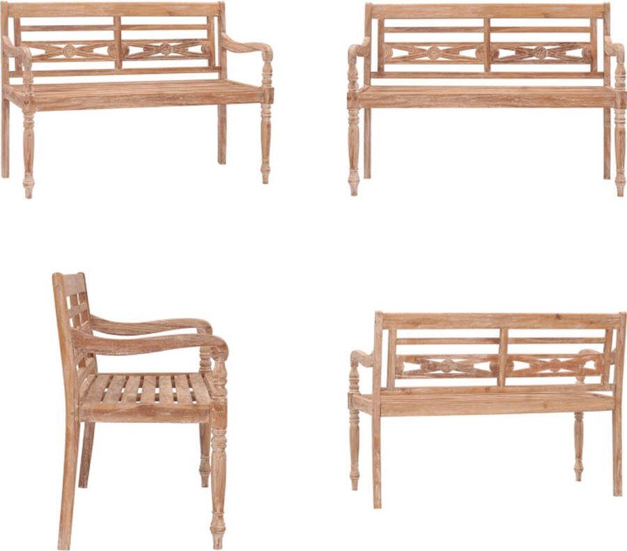VidaXL Bankje Batavia 120 cm massief teakhout met whitewash afwerking Bankje Bankjes Houten Bankje Houten Bankjes