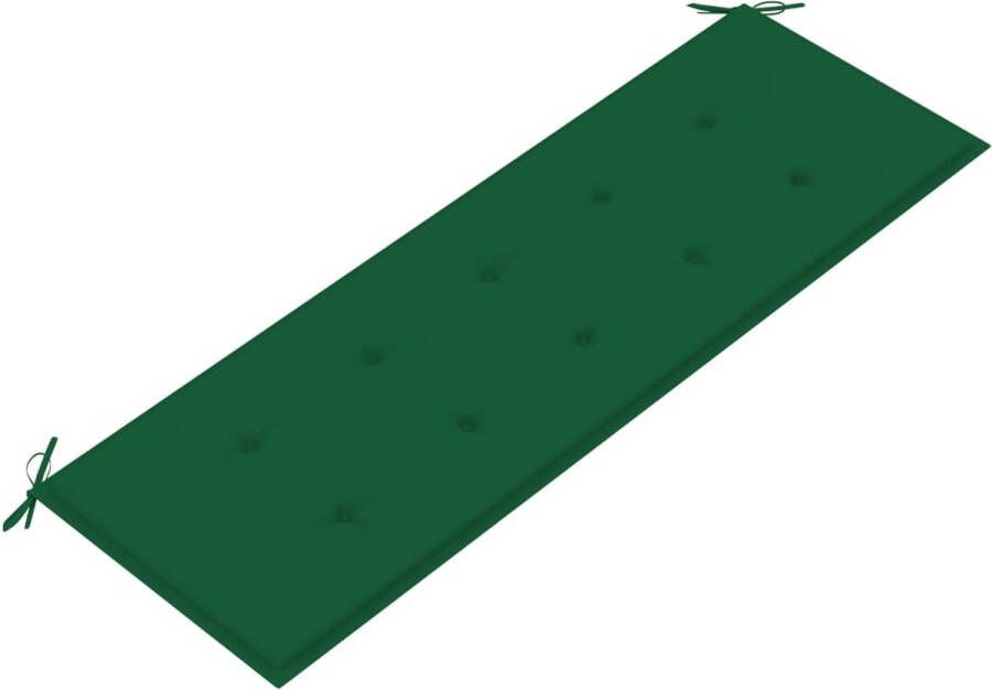 VidaXL -Bankje-Batavia-met-groen-kussen-150-cm-massief-teakhout