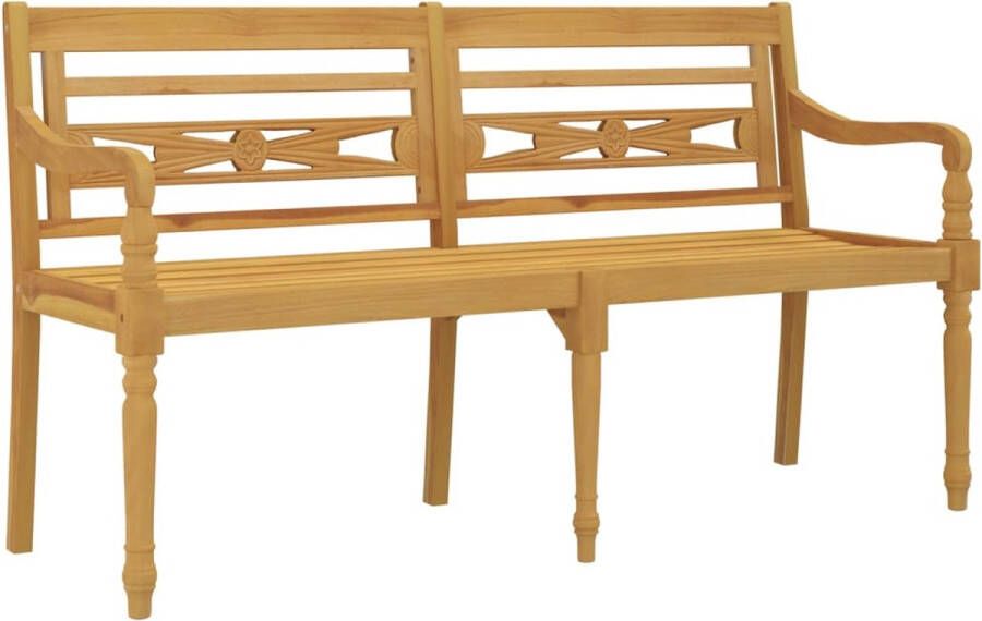 VidaXL -Bankje-Batavia-met-lichtblauw-kussen-150-cm-massief-teakhout