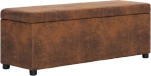 VidaXL Bankje met opbergvak 116 cm kunstsuède bruin