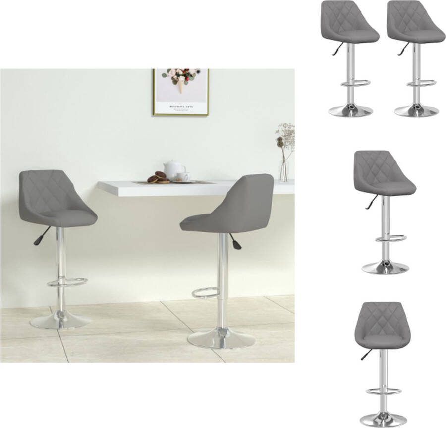 VidaXL Barkruk Barstoel Kunstleer Grijs 44x46x(82-103) cm Verchroomd staal 360 draaibaar Barkruk