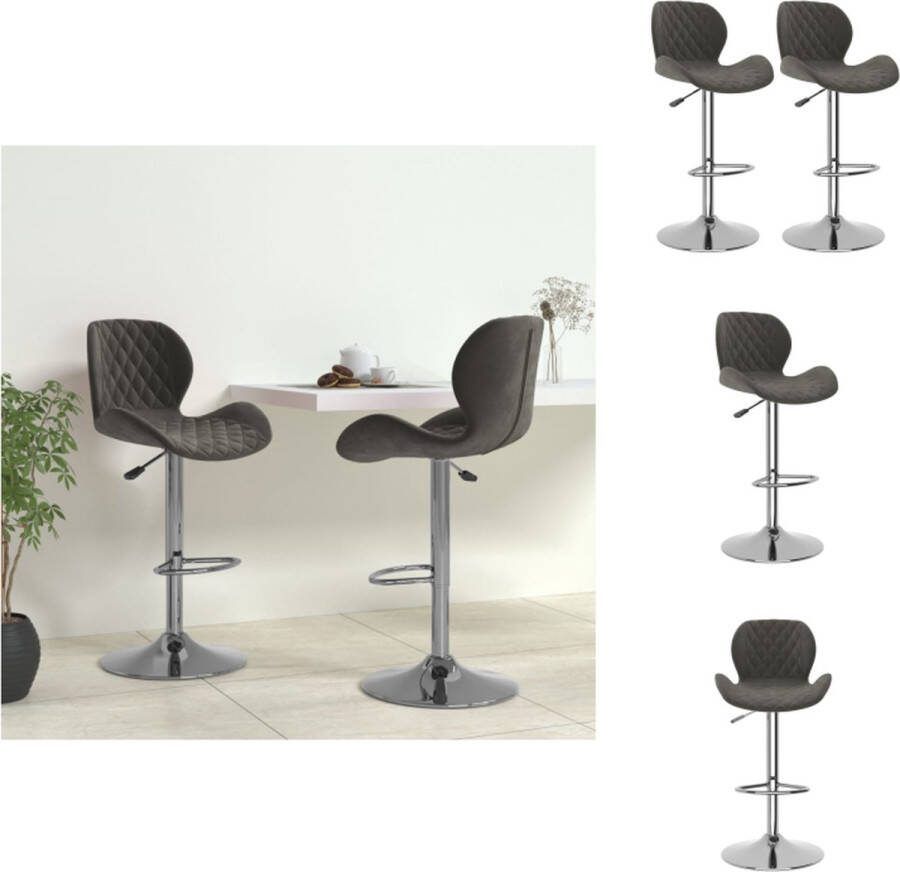 VidaXL Barkruk Belvindi Barstoel Fluweel 39x51x(89-111) cm Donkergrijs Barkruk