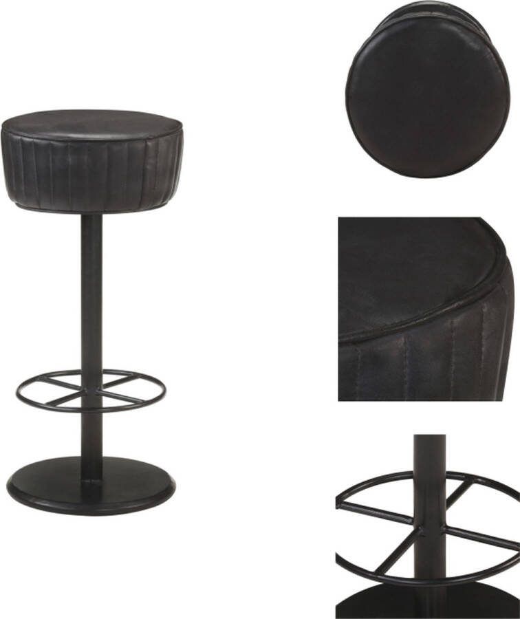 VidaXL Barkruk Echt Leer Zwart 37 x 76 cm Voetensteun Barkruk