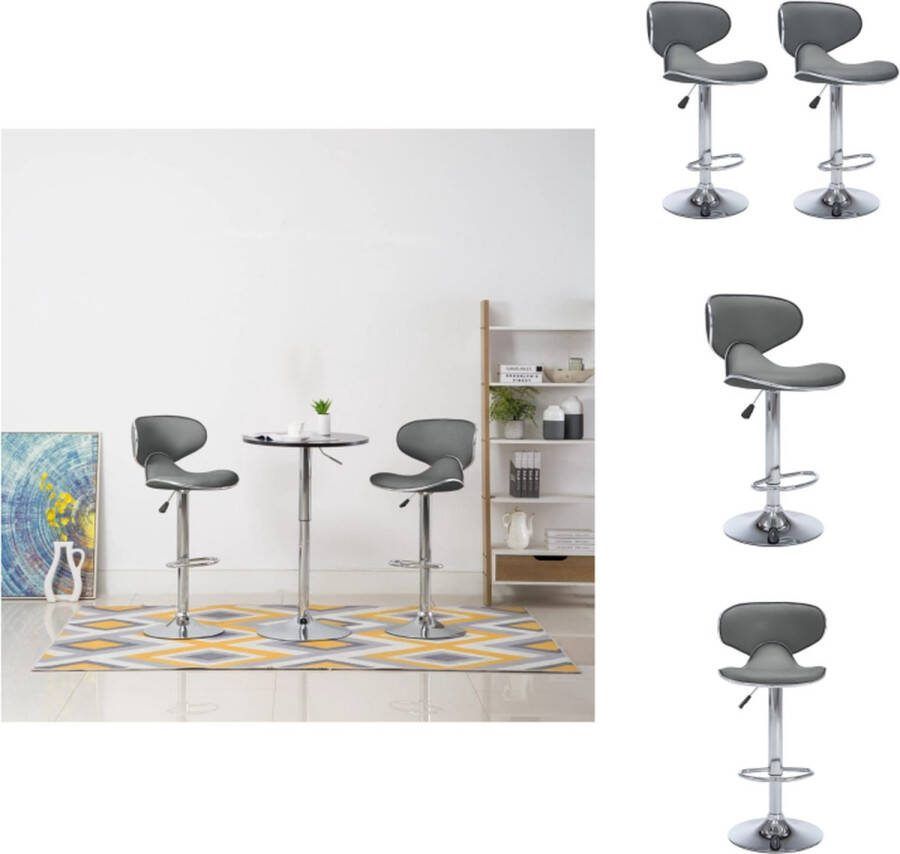 VidaXL Barkruk Kunstleer en Verchroomd Staal Grijs 50 x 46 x (87-108) cm 360 graden draaibaar Barkruk